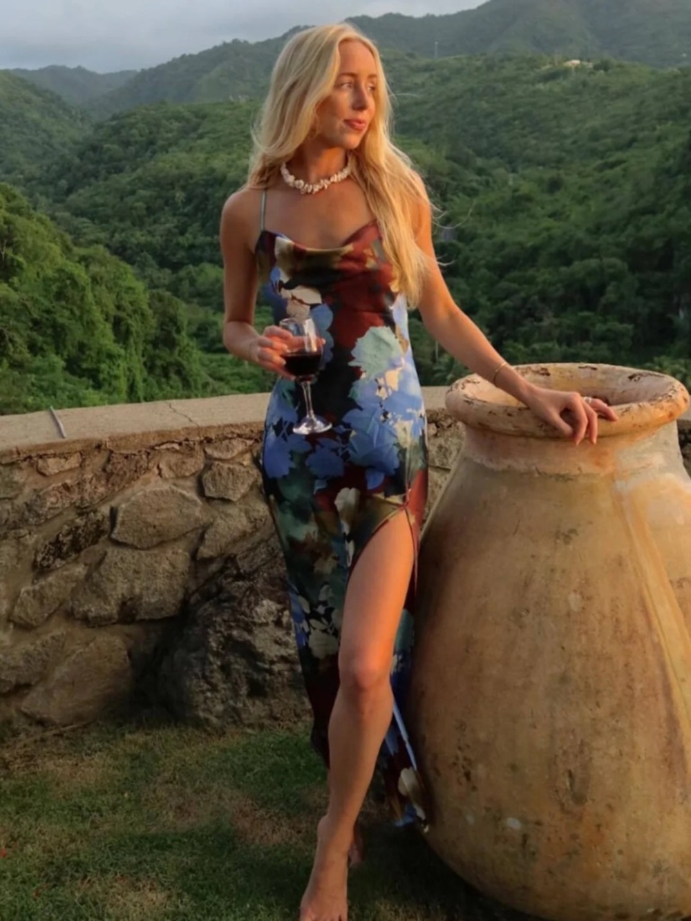 12th Tribe Natalia Blue Printed Maxi Dress.